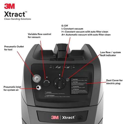 Vista 4 de 3M Xtract - Extractor de polvo portátil, 64256, 9 galones/35 litros, aspiradora industrial con limpieza automática de filtro sin interrupción