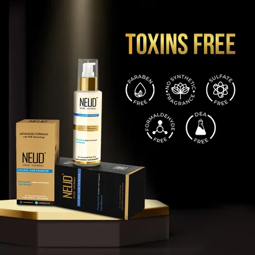 Vista 6 de NEUD - Inhibidor natural del cabello para la reducción permanente del vello corporal y facial no deseado en hombres y mujeres, paquete de 2