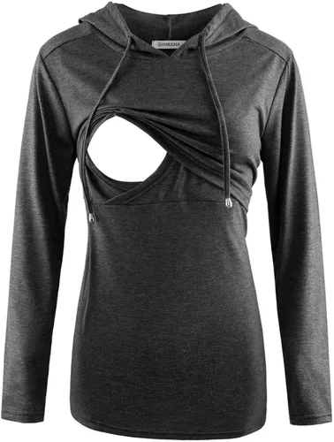 Vista 26 de GINKANA Sudadera con capucha para mujer, manga larga, lactancia materna, ropa casual