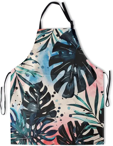 Vista 24 de Delantal colorido de poliéster Grooming Delantales con bolsillo para barbacoa Cocina Pintura Adultos