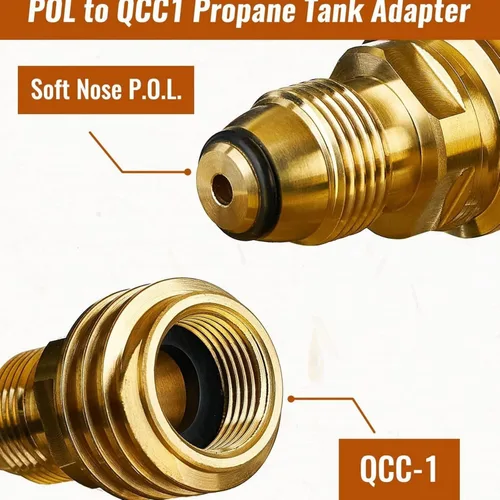 Vista 5 de Adaptador de tanque de propano, adaptador universal de tanque de propano que convierte POL a QCC1 / Tipo 1 con llave