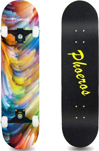 Vista 10 de PHOEROS Complete Skateboards- Standard Skateboards for Beginners Kids Boys Girls Teenager- 31''x 10''Canadian Maple Cruiser Pro Skate Board