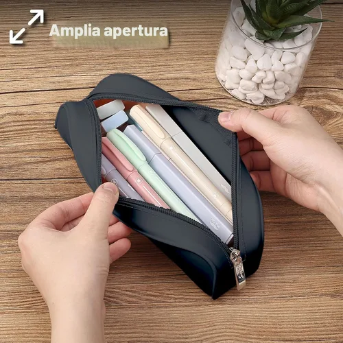 Vista 5 de Mr. Pen - Estuche de silicona para lápices, estuche para lápices negro, estuche pequeño para lápices, estuche para lápices estético Bolsa