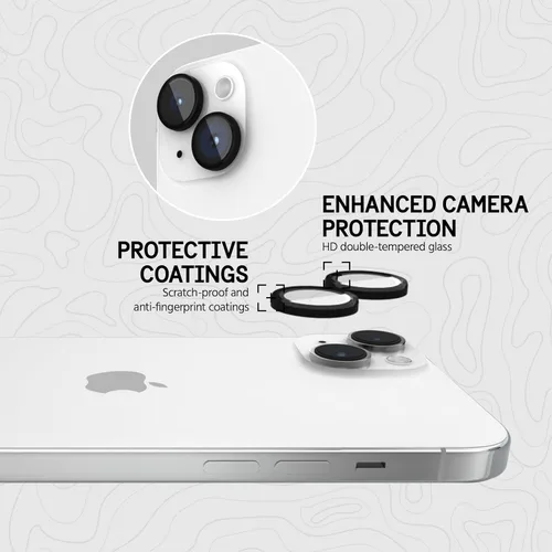 Vista 3 de Pelican - Protector de lente de cámara con anillos de aluminio para iPhone 15 / iPhone 15 Plus - Vidrio templado 9H - Resistente a los arañazos