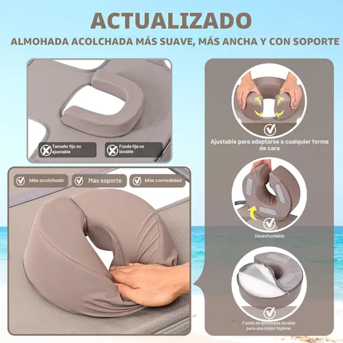Vista 4 de Mochila cómoda 3 en 1 para mujer, silla de bronceado para playa, con cojín, agujero para la cara, más suave, acolchada, ajustable, lavable, silla