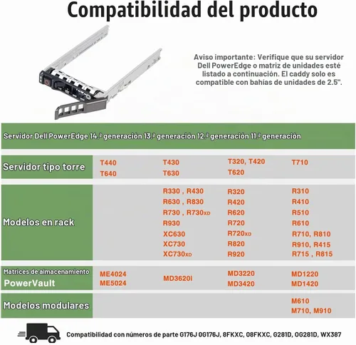 Vista 3 de Bandeja de disco duro Caddy 8FKXC 08FKXC Soporte de disco duro 2.5" Montaje