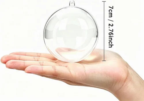 Vista 3 de 10 bolas de adorno transparentes rellenables, 2.75 pulgadas (2.8 in) de plástico transparente que se pueden abrir, para manualidades, manualidades