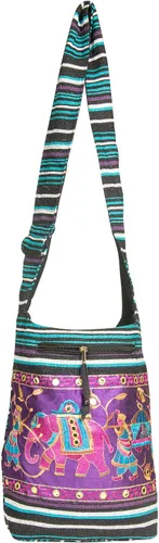 Vista 2 de TribeAzure - Bolso bandolera de algodón con diseño de elefante, estilo hobo, estilo bohemio, hippie, libro, amplio, colorido, espacioso e informal