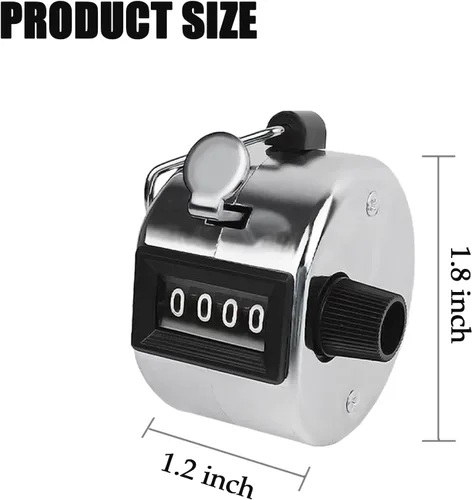 Vista 4 de GDMINLO Contador de clicker manual de metal, 4 dígitos con caja de metal, contador mecánico para entrenamiento, tejido, regazo, pesca, golf y fila