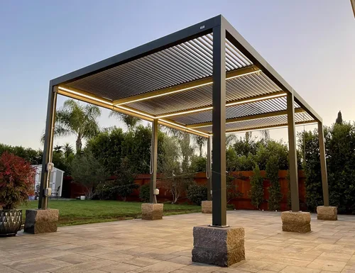 Vista 19 de PURPLE LEAF 94AS - Pérgola pequeña de aluminio compacto de 10 x 12 pies con techo rígido con listones ajustables para patio, cubierta de terraza