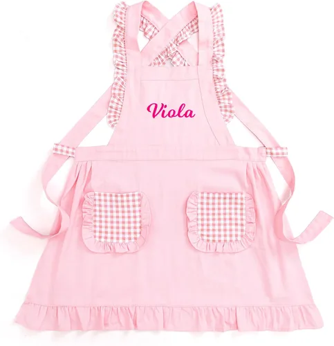 Vista 9 de MT WORLD Delantal para Niñas Pequeñas Delantales de Chef Personalizados para Niños con Nombre Delantales con Volantes para Niñas Pequeñas Vestido
