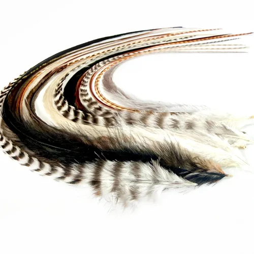 Vista 16 de 21 extensiones de cabello de color azul, kit de gallo de 9 a 14 pulgadas de largo, con 20 cuentas de microenlace, plumas 100% reales, estilo bohemio