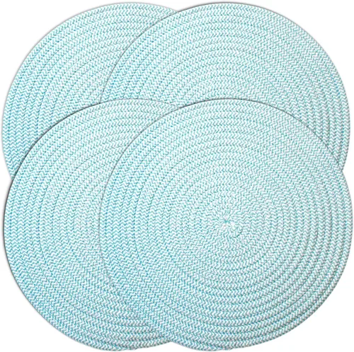 Vista 6 de Elegante posavasos trenzados con cable, juego de 4 (4 pulgadas, redondo, azul)