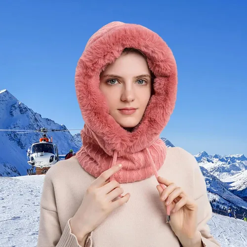 Vista 38 de HUAMULAN Gorro de invierno de una pieza para mujer, pasamontañas de forro polar, pasamontañas, máscara facial, bufanda, orejeras, esquí, nieve