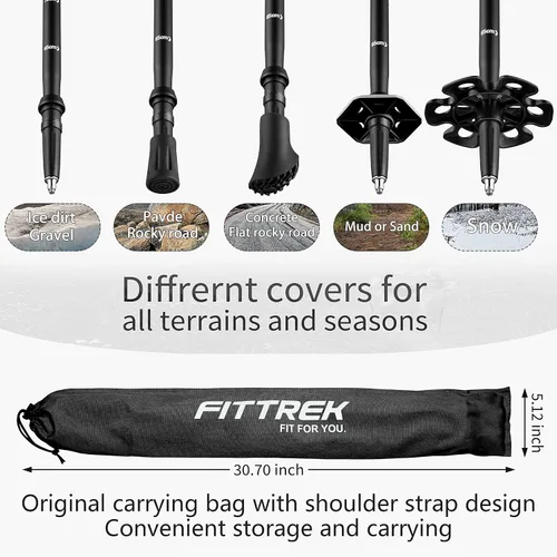 Vista 4 de FitTrek Bastones de senderismo para niños – Bastones nórdicos ultraligeros – Bastones telescópicos de trekking plegables para niños, paquete de 2