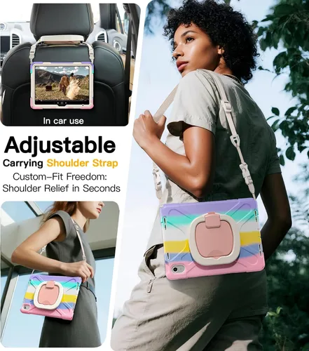 Vista 5 de BRAECN Funda para iPad (A16) de 11ª/10ª generación de 11 pulgadas/10.9 pulgadas 2025/2022, funda de silicona resistente con protector de pantalla