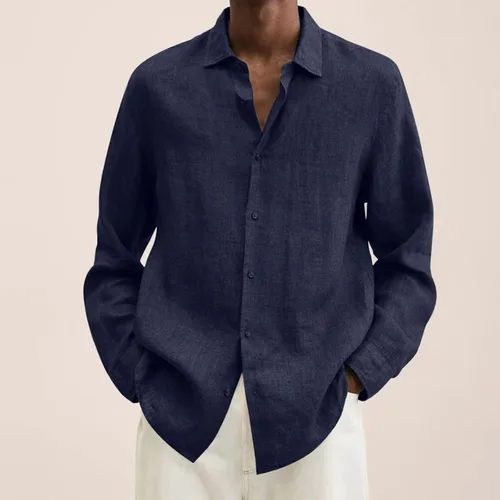 Vista 4 de Camisas con botones para hombre, sin arrugas, ajuste regular, 4 vías, elásticas, cuello alto, talla L-5XL