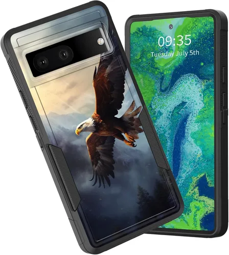 Vista 45 de Funda para Pixel 6A, funda híbrida de doble capa resistente a prueba de golpes de policarbonato duro de silicona suave TPU para Google Pixel 6A