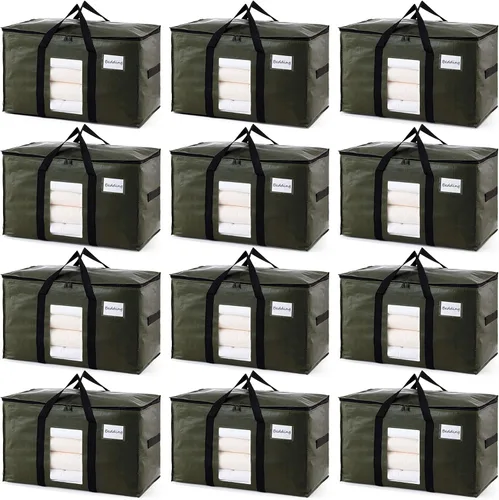 Vista 34 de TAILI - Bolsas de mudanza extra grandes, paquete de 10 bolsas negras resistentes para almacenamiento con ventana visible, asas envolventes