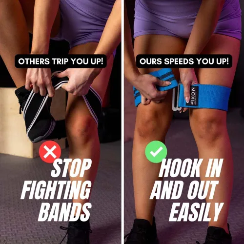 Vista 3 de Juego de 3 bandas de resistencia ajustables de tela antideslizante, ideales para entrenamientos de piernas, glúteos y cuerpo completo, bandas