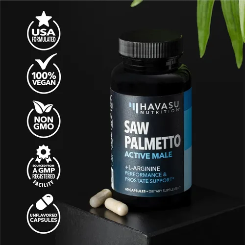 Vista 8 de Saw Palmetto 500 mg y L-Arginina 500 mg – Salud de la próstata y suplementos de óxido nítrico para hombres – 60 unidades – Apoyo a la función