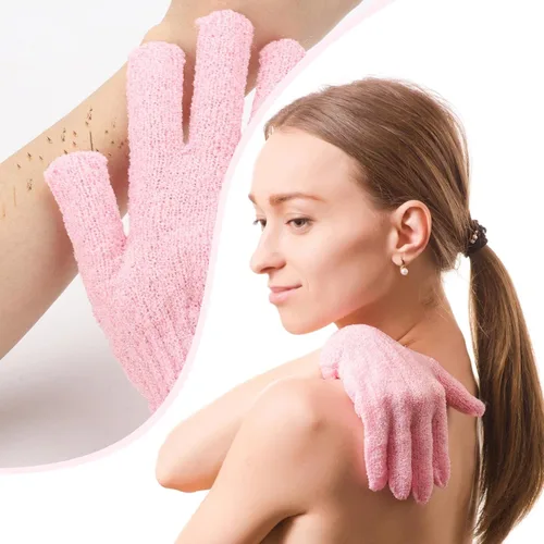 Vista 5 de BTYMS 24 guantes exfoliantes de ducha, guantes exfoliantes de manos, guantes de lavado de lufa para ducha, spa, masajes y exfoliantes corporales