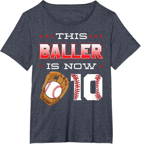 Vista 80 de This Baller Is Now 10 - Camiseta de béisbol para fiesta temática de cumpleaños número 10, Negro