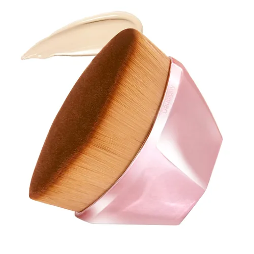 Vista 8 de Brochas de maquillaje Kabuki con punta plana y hexagonal para base, colorete, polvo líquido, base con estuche protector adicional (negro)
