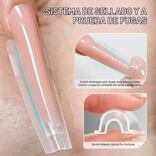 Vista 5 de JODSONE 240 uñas tipo sándwich de doble forma: formas de uñas largas reutilizables con líneas guía, 15 tamaños de molde de uñas para extensión