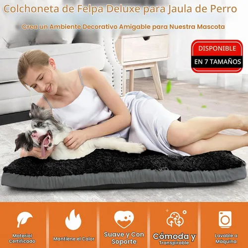 Vista 2 de POCBLUE Camas lavables para perros para jaulas, alfombrilla pequeña de felpa para jaulas, almohadilla antideslizante para jaulas para uso en Negro