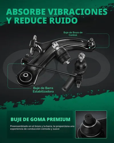 Vista 5 de SCITOO Kit de suspensión delantera, conjunto de brazo de control inferior, rótula inferior, extremo de barra de acoplamiento interior exterior
