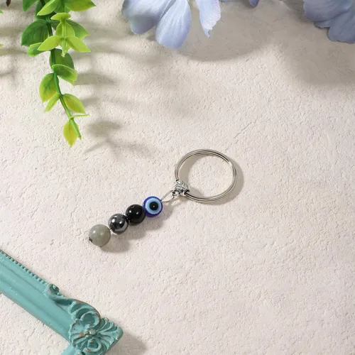Vista 7 de Llavero de cristal natural, regalo de buena suerte, piedra curativa contra el mal de ojo, llavero de protección de cristal curativo natural, regalo