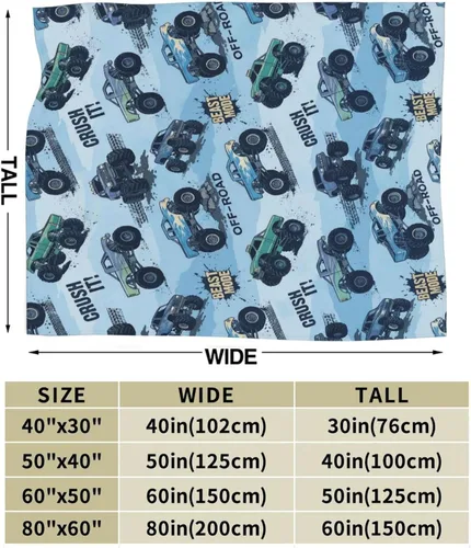 Vista 2 de Perinsto Manta de Monster Trucks, ultra suave y cálida para todas las estaciones, manta decorativa de forro polar para niños, regalos para niños