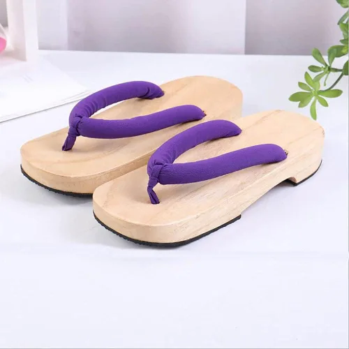 Vista 4 de Meaniny Zuecos de madera para mujer, estilo Kamado Kochou para cosplay, pantuflas Geta japonesas