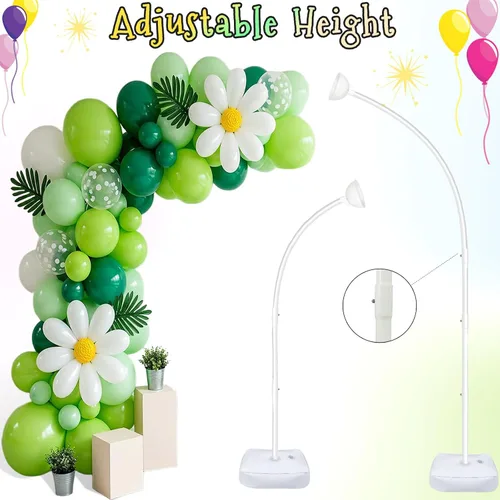 Vista 6 de AerWo Kit de Arco de Globos Iluminado de 8.2 pies y 6 pies, Soporte de Arco de Globos de Media Altura con Flexión Libre con Base, Marco de Piso