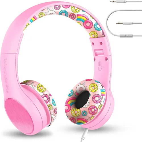 Vista 9 de LILGADGETS Conexión+ estilo prémium volumen limitado con SharePort - Audífonos con cable para niños