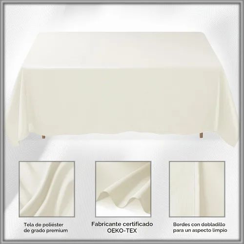 Vista 5 de Lann's Linens - Mantel rectangular de tela de poliéster de primera calidad para bodas, banquetes y restaurantes Marfil