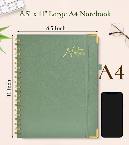 Vista 2 de Cuaderno en espiral de tapa dura de 8.5 x 11 pulgadas, cuadernos A4 grandes y bonitos para mujeres y hombres, cuaderno rayado a rayas