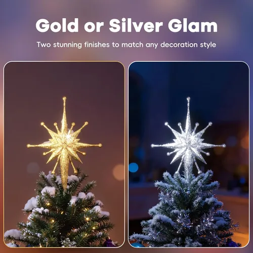 Vista 4 de Proyector de Adorno para Árbol de Navidad 2025 Actualizado con Luz LED Rotativa Brillante y Cobertura Amplia, Ajuste Universal para Árboles