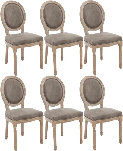 Vista 29 de Kmax Sillas de comedor estilo granja, patas de madera marrón, elegantes sillas de cocina copetudas, sillas de dormitorio francesas desgastadas