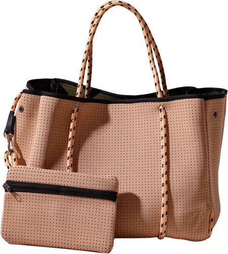 Vista 30 de POPUPS Bolso grande de neopreno para mujer - Bolso de mano de diseñador para todos los días, para el trabajo, la playa y viajes con bolsillos