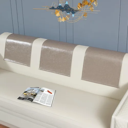 Vista 9 de 2 fundas protectoras para reposacabezas reclinable, impermeables, antideslizantes, para sillón reclinable, fundas para reposacabezas de sofá Beige
