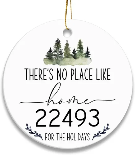 Vista 5 de Adorno de Navidad personalizado con nombre de la familia, accesorios de decoración para árbol de Navidad 2023, adornos de cerámica para puerta