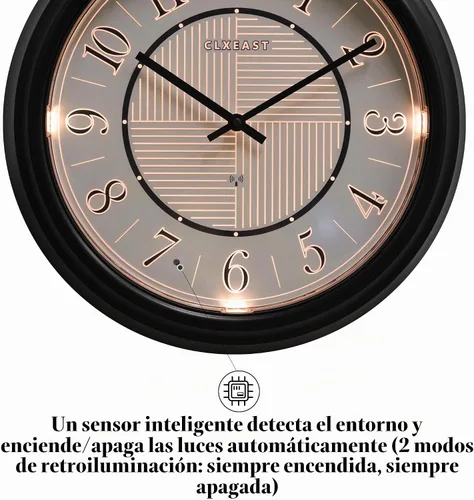Vista 4 de CLXEAST Reloj de pared atómico iluminado/al aire libre de 14" resistente al
