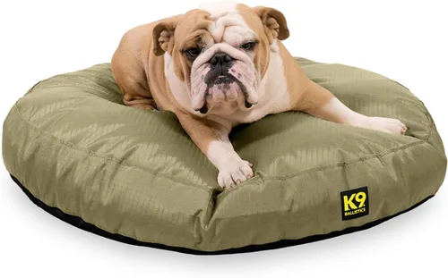 Vista 8 de K9 Ballistics Cama redonda resistente para perros, funda extraíble, lavable, duradera y resistente al agua para interiores y exteriores, pequeña