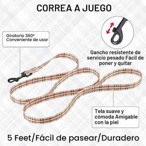 Vista 5 de BEAUTYZOO Juego de arnés y correa para perro, arnés ajustable para cachorros, chaleco de nailon suave a prueba de escapes con doble anillo en D