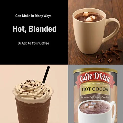 Vista 3 de Caffe D'Vita Mezcla de cacao caliente - Mezcla de chocolate caliente, sin gluten, baja en grasa, sin colesterol, sin aceites hidrogenados, sin