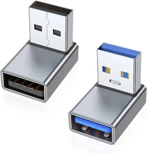 Vista 7 de AreMe Adaptador USB 3.0 de 90 grados, paquete de 2 unidades, extensor de convertidor USB A macho a hembra de ángulo recto para PC, laptop, cargador