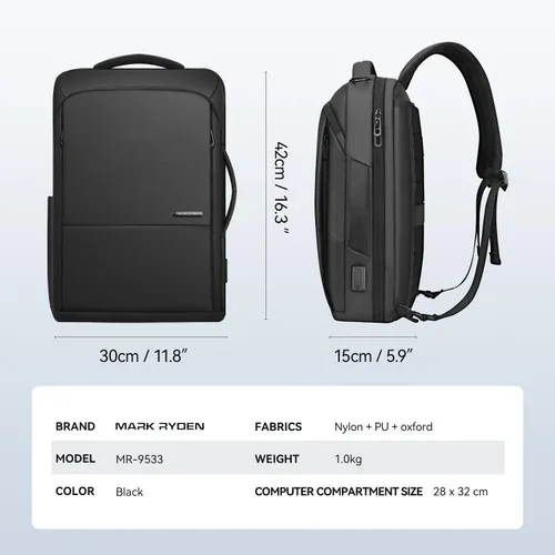 Vista 6 de Mochila para pequeñas empresas, inteligente 3 en 1 para laptop para hombres y mujeres, se adapta a laptop 15.6 con puerto USB, bolsa de viaje