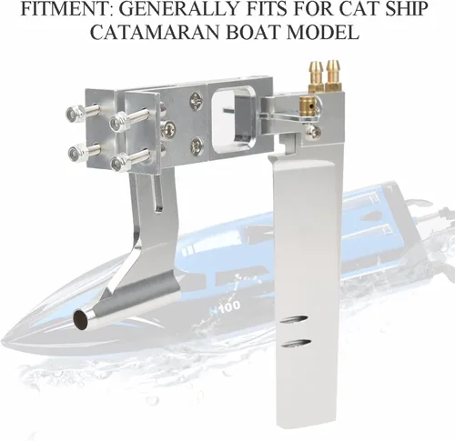 Vista 5 de Kit de timón de barco RC, eje flexible integrado de 4.331 in RC barco absorbente de agua timón aleación de aluminio para sistema de eje de 0.2